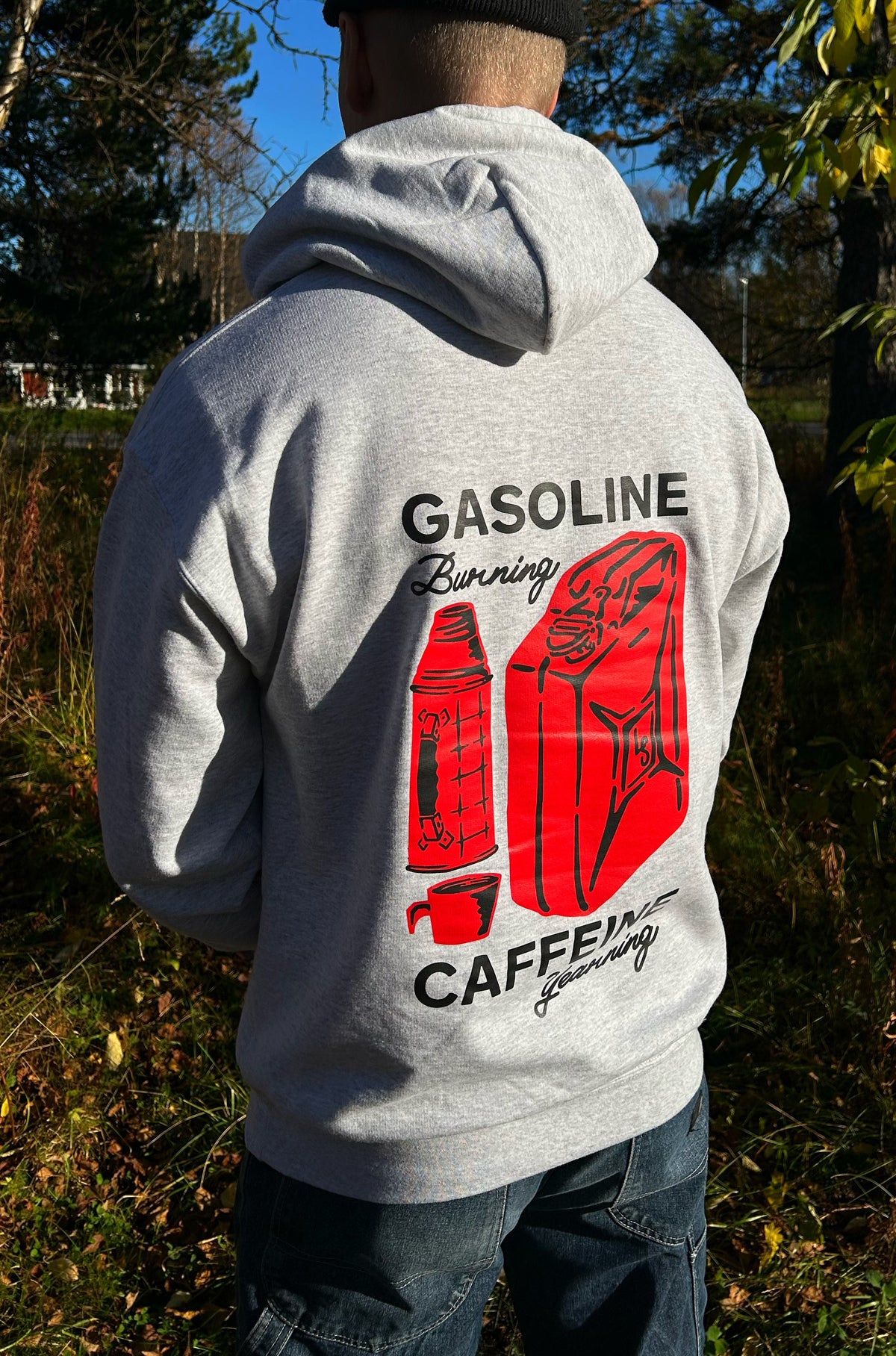 "GASOLINE & CAFFEINE" ASH GREY